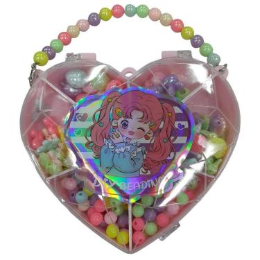 Imagem de Kit Miçangas p/ Bijuteria Porta Biju Coração 90 Pçs - Quanhe