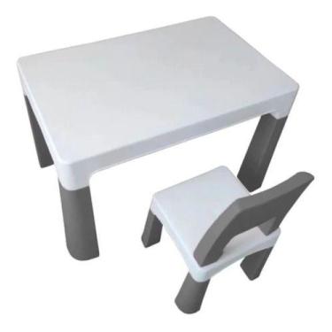 Imagem de Mesa Infantil Cadeira Cinza Importway Mesinha Escrivaninha
