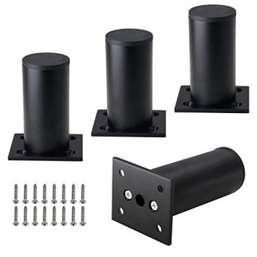 Imagem de Kyuionty Conjunto de 4 pernas de móveis 7,6 cm, pernas ajustáveis de liga de alumínio, pés de suporte de sofá redondos de metal, pés ajustáveis para cozinha, mesa, armário, prateleiras, 3,8 cm de diâmetro
