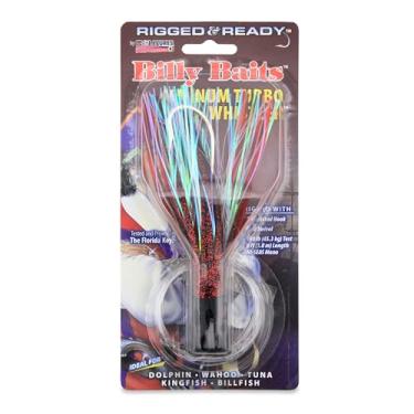 Imagem de Billy Baits, Magnum Turbo Whistler Rigged & Ready, saia preta/vermelha/pérola, cabeça de 59 g, gancho Mustad 7/0, giratório AFW, linha mono Grand Slam de 45 kg, 1,8 m