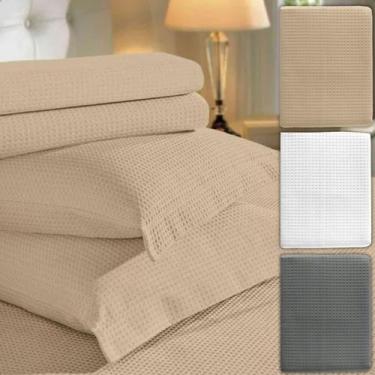 Imagem de Colcha Cama Casal Lisa Cobre Leito Piquet 100% Algodão Luxo - Teka, Be