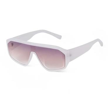 Imagem de Óculos de sol femininos retangulares com lentes espelhadas UV400 Trend, óculos de sol BigMen Shades, planos, C7