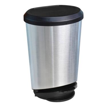 Imagem de Lixeira De Piso Oval Inox Com Pedal 10l 38x20x25cm