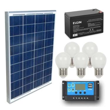 Imagem de Kit Iluminação Luz Solar Casa Jardim Camping 5 Lâmpadas 12v - Resun