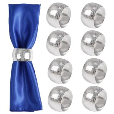 Imagem de Getfitsoo Conjunto De 8 Anéis Guardanapo Prata, Suportes Metal Para Guardanapos Pano, Decoração Mesa Casamento, Festa Ação Graças, Jantar Natal (8 Peças Circulares)