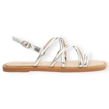 Imagem de Sandália Rasteira Metalizada Multitiras Anacapri Feminino Prata-Feminino