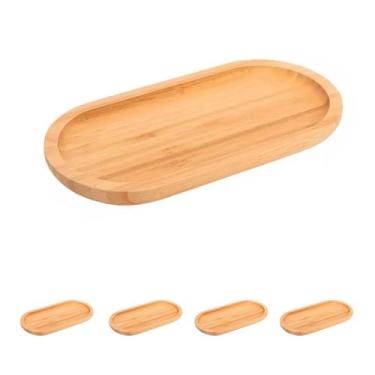 Imagem de 4un petisqueira oval tábua bambu 31,5cm bandeja frios - clink