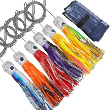Imagem de Iscas de pesca para pesca de água salgada, 6 peças com saia para pesca offshore para pesca de alto mar, para atum, mahi, marlin, golfinho, durado, wahoo, 6/22.9 cm (23 cm_6 peças)