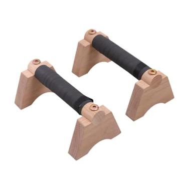Imagem de menolana Barra de flexão de madeira de 2 peças, alças para exercícios, suporte resistente e antiderrapante, barras paralelas para exercícios de fitness, Khaki S