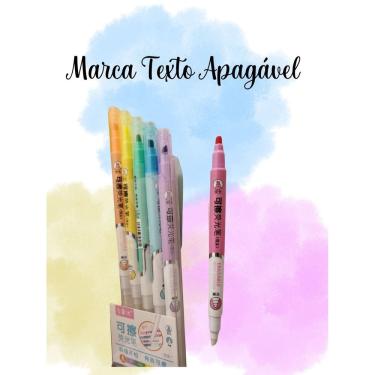 Imagem de Marca Texto Apagavel 06 cores ponta dupla papelaria marcador para livro e bíblia material escolar