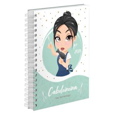 Imagem de Agenda Comercial 2026 Personalizada Capa Dura Cabeleireira Morena Cores (Verde)
