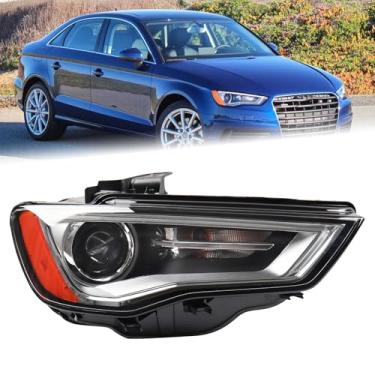 Imagem de KAMDKI Conjunto de farol tipo RH HID/Xenon adequado para 2015 2016 Audi A3 Quattro S3 Non-AFS LED DRL projetor cromado sem iluminação curva lado direito do passageiro AU2503191 8V0941044B