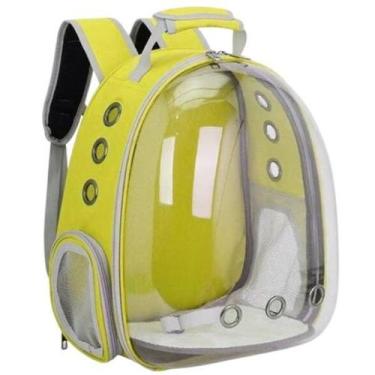 Imagem de Mochila Pet Transporte Cães E Gatos Visão Panorâmica Amarelo - Estoque