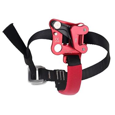 Imagem de SHYEKYO Ascendente de mão de escalada, polia de carga de 120 kg, projetada para reduzir o desgaste, escalada de árvores com botão de ajuste de fivela inversa para ampla gama de usos (elevação do pé direito/vermelho)