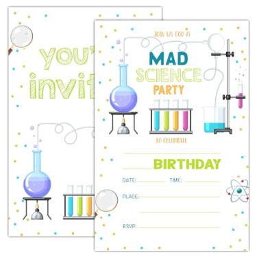 Imagem de JJOINUS Convites de aniversário de ciência para menina menino, convites de festa de aniversário de museu infantil com envelopes, pacote com 20 01