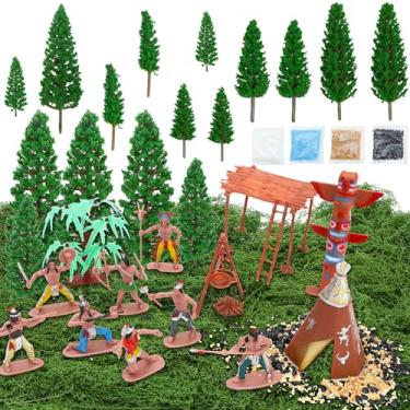 Imagem de ONEST 34 Pieces Native American Figurines Indian Figurines Indians Historical Plastic Action Figures for Projects Decoration Birthday Gift Dollhouse Cake Toppers