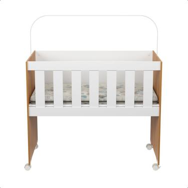 Imagem de Mini Berço Moisés Trocador Com Colchão Multifuncional 5x1 Branco/freijó