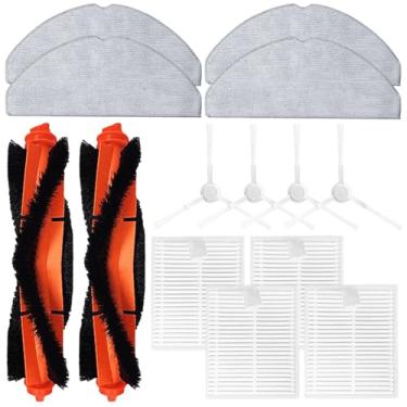 Imagem de Kit de substituição de acessórios compatíveis com Xiaomi Robot Vacuum S20/D106 peças 4 escova principal 4 escovas laterais 4 filtro HEPA 4 pano de esfregão (14 kit)