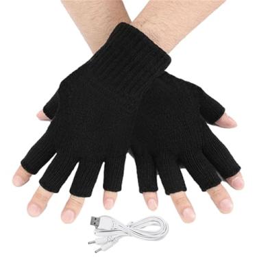 Imagem de mãos com aquecimento sem dedos USB,Luvas Aquecidas por USB para Inverno - Luvas para laptop com meia luva inverno sem dedos para mulheres