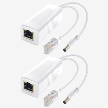 Imagem de Divisor Gigabit PoE 12 V CC 5,5 x 2,1 mm, 48 V para DC 12 V/2A, 1000 Mbps, IEEE802.3af/at, adaptador PoE ativo para câmera IP, AP e outros dispositivos de fonte de alimentação DC, pacote com 2 (plugue