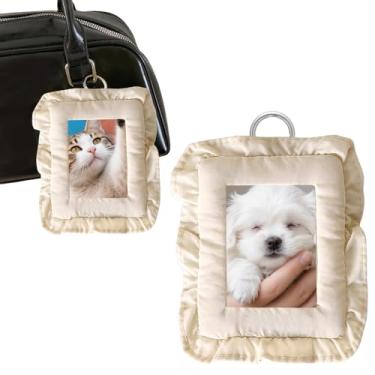 Imagem de Travesseiro de tecido branco, porta-cartões fotográficos, porta-chaves, porta-cartões de foto de 7,6 cm, porta-cartões de identificação para crachás, protetor de cartão transparente, capa de crachá de