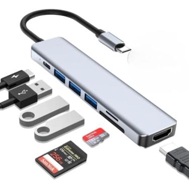 Imagem de Hub USB-C 7 em 1, HDMI 4K, 3 USB 3.0, Leitor SD/TF, Power Delivery 100W, Compatível com MacBook, iPad e Notebook