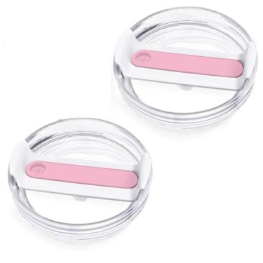 Imagem de Tampa de copo de substituição de 1,134 g adequada para copo Stanley, capas de copo à prova de derramamento para acessórios de copo Stanley, pacote com 2 (rosa)