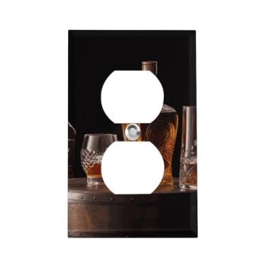 Imagem de Whisky Beer Pictures1 Capa de placa dupla para interruptor de luz decorativa placa elétrica para quarto cozinha decoração de casa 11,4 cm x 7 cm