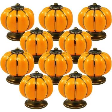 Imagem de Kit 10 Puxador de Porcelana Cerâmica Abóbora Gaveta Armário Móveis Retrô Vintage Colonial Laranja C1006 – Casa Nobile