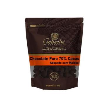 Imagem de Gotas Chocolate Puro 70 Cacau Gobeche Adoçado com Maltitol e Stevia 90