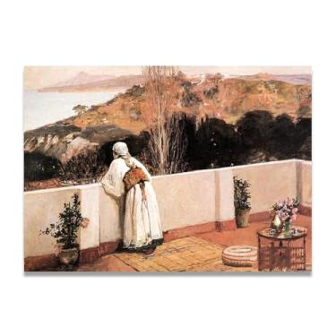 Imagem de Look Far Away John Lavery Iconic Realist Portrait & War Scene Canvas Art – Decoração de parede irlandesa atemporal para casa 60 x 84 cm Un Framed