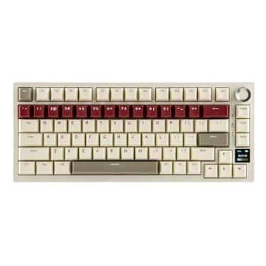 Imagem de EPOMAKER Teclado Ajazz AK820 PRO para jogos sem fio com tela TFT, troca a quente, 2,4 GHz/USB/BT5.0, junta cremosa, 75% teclado mecânico para PC/Mac/escritório (bege, interruptor de presente)