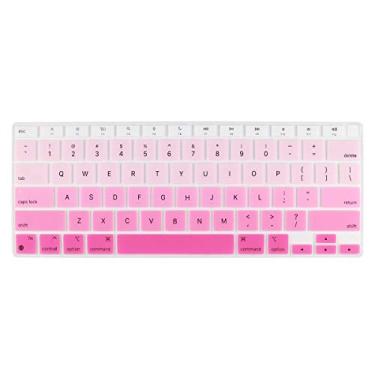 Imagem de Batianda Ultra Fina Ombre Color Teclado Capa para MacBook Air 13 polegadas 2020 A2337 M1 Chip (com Touch ID e tela de retina) À prova d 'água, durável, protetor de silicone para laptop, rosa gradiente