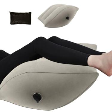 Imagem de PNEUICALLY Travesseiro inflável de elevação de pernas, almofada de cunha para inchaço, sono, circulação de dor nas costas, alívio de pernas e joelhos, almofada portátil de cunha para viagem, trem,