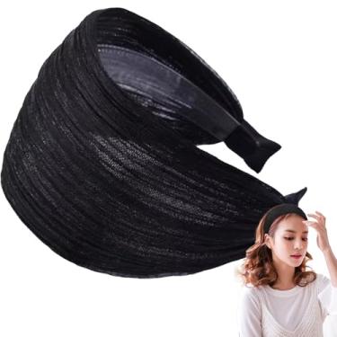 Imagem de Bandanas largas com dentes, faixas de cabelo extra largas modernas de 8 cm para mulheres, renda respirável para mulheres, faixas elásticas para cabelo