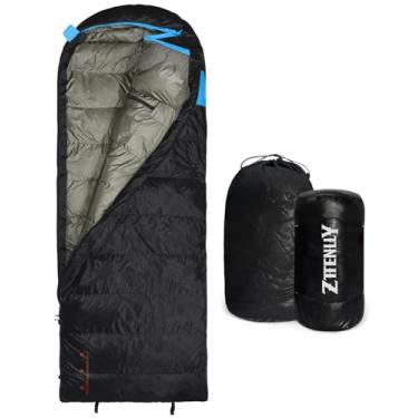 Imagem de ZTTENLLY Saco de dormir de plumas para adultos – leve e compacto para mochilão, acampamento e caminhadas – Saco de dormir de 45 a 52 graus e 3 estações para clima frio