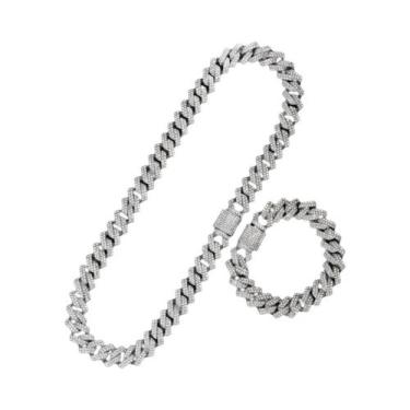 Imagem de Pulseira de Relógio Masculina tipo Corrente Cubana Banhada a Ouro - Es