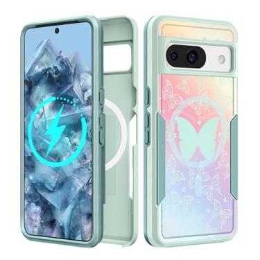 Imagem de LISEVO Capa para Google Pixel 8A de 6,1 polegadas - [Compatível com MagSafe] Capa protetora magnética fofa feminina borboleta bonita design resistente à prova de choque para capas de telefone Google