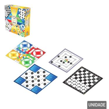 Imagem de Jogo de Tabuleiro 4 EM 1 Dama Trilha Ludo Resta 1 - Tudo em Caixa