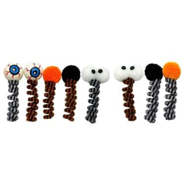 Imagem de IEUDNS Brinquedos de primavera para gatos de Halloween, decoração, mordedores, decorativos, engraçados, adoráveis, brinquedos interativos, teaser para festa, 8 Unidades