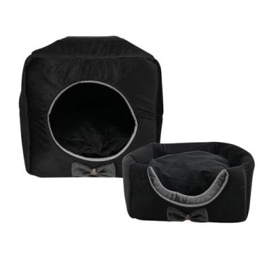 Imagem de Caminha Pet Toca Iglu 3 EM 1 Cama Para Cães e Gatos Com Almofada (TOCA LISA PRETA)