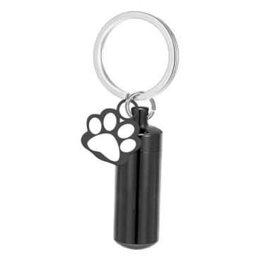 Imagem de Generic Chaveiro de urna para animais de estimação, chaveiro memorial de cremação, lembrança de aço inoxidável com pata de cachorro, de urna para presente de, Preto