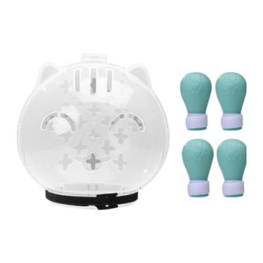 Imagem de MFMEXUL Focinheira para Gatos com Capuz E Capa para Patas para Higiene E, M Green Foot Pads