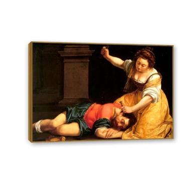 Imagem de SDYJ6GSW Pôster Artemisia Gentileschi Jael e Sisera Impressão em tela Reproduções de arte de parede de pinturas famosas para sala de estar quarto decoração de parede 100 x 70 cm (39 x 71 polegadas
