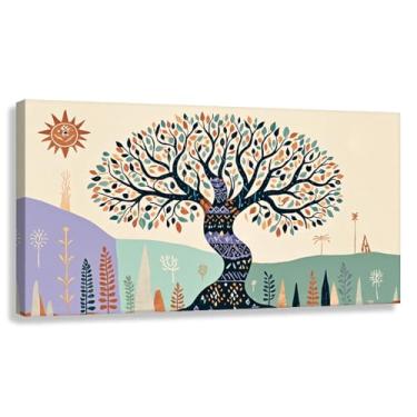 Imagem de Árvore da Vida Arte de Parede Impressão em Tela Harmonia da Vida Decoração Fotos Pintura Natureza Paisagem Sol Montanha Planta 80x40cmx1