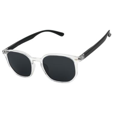 Imagem de Óculos de Sol Hexagonal Acetato Itaniano Flexivel Premium Retro Lentes UV400 Feminino Masculino - Cacife Brand (Cristal E Preto)