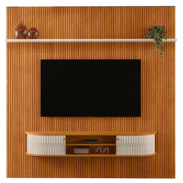 Imagem de Painel Bancada TV 75 Polegadas 245x238 Cm Bugatti Madetec Cinamomo Off White
