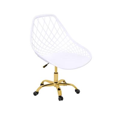 Imagem de Cadeira  Kaila Branca | Dourado Brilho