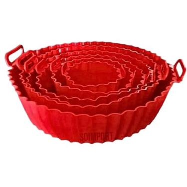 Imagem de Kit 6 Formas De Silicone Para Air Fryer Reutilizável Resistente Ao Calor Antiaderente Universal Para Fritadeira Elétrica