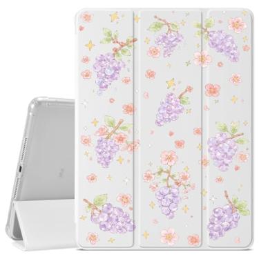 Imagem de VibrantFruitique Linda capa protetora de uvas em aquarela para iPad Pro de 13 polegadas (M4) 2024, suporte para lápis, traseira de TPU macio transparente e capa de tablet inteligente com três dobras